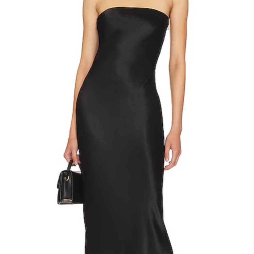 House of Harlow 1960 Black Strapless Satin Slip Maxi Dress Size M